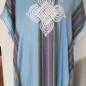 Colorful Striped Kaftan with Embroidery